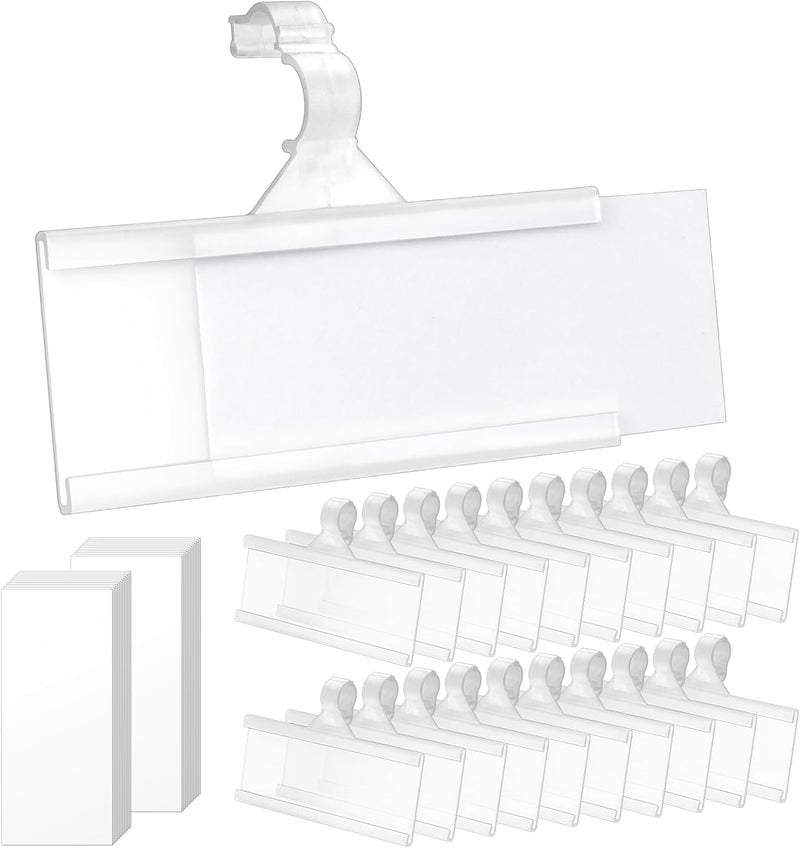 Tecreddy 50Pcs Wire Shelf Label Holder, Reusable Plastic Shelf Tags for Pantry Retail Shopping Mall Store Supermarket Wire Shelving UPC Price Display Easy Clip Design Tight Snap Lock Closure 1-1/4" H X 3" W - Image 1